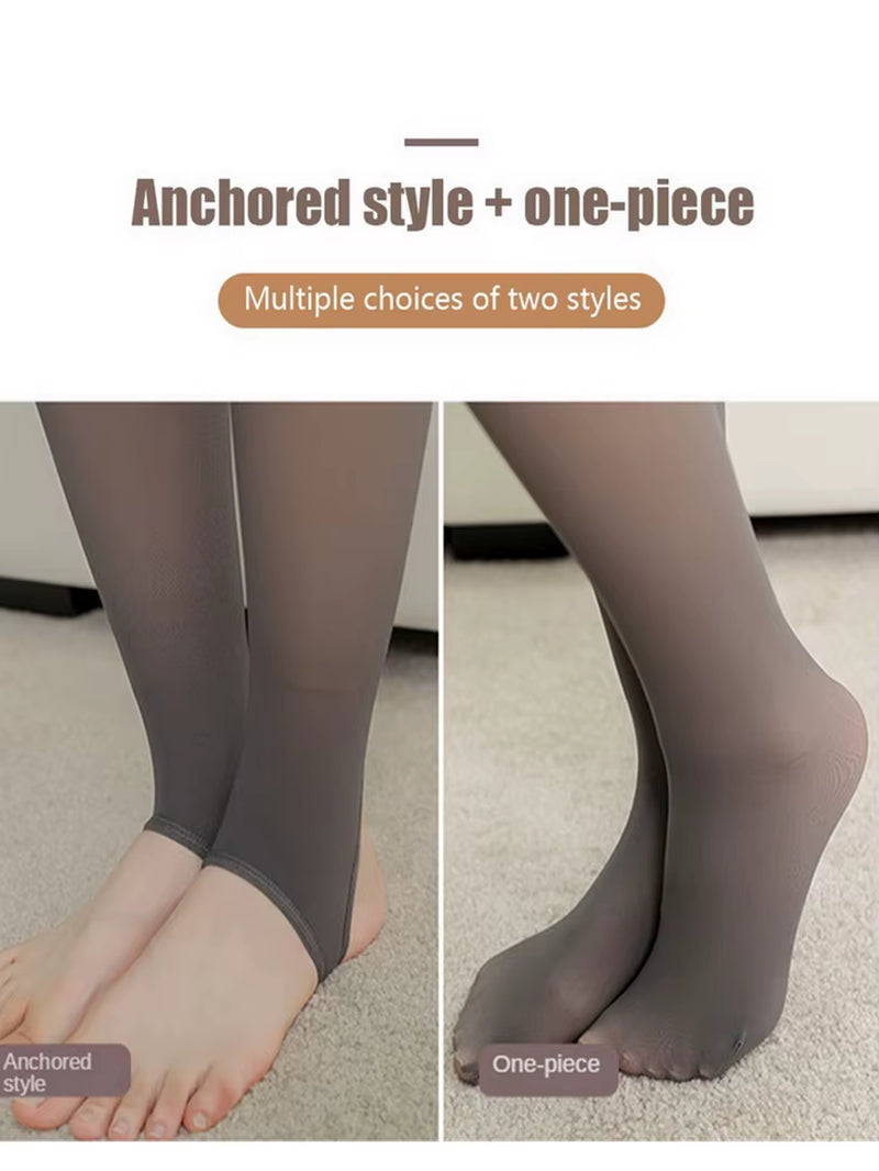 Women Fleece Leggings Sexy Translucent Slim Pantyhose Elasticity Winter Warm Legging Thermal Tights Female Woman Pants Streetwea