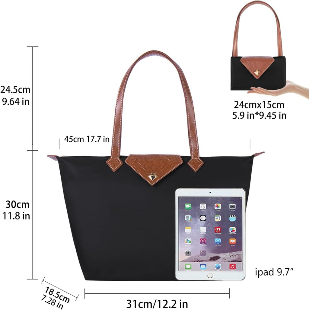 Women Tote Bag,Stylish Waterproof Nylon Ladies Shoulder Bag, Folding Beach Travel Bag for Work,Shopping, Large