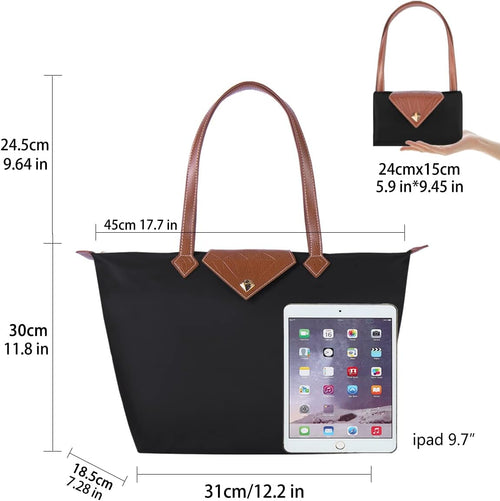 Women Tote Bag,Stylish Waterproof Nylon Ladies Shoulder Bag, Folding Beach Travel Bag for Work,Shopping, Large