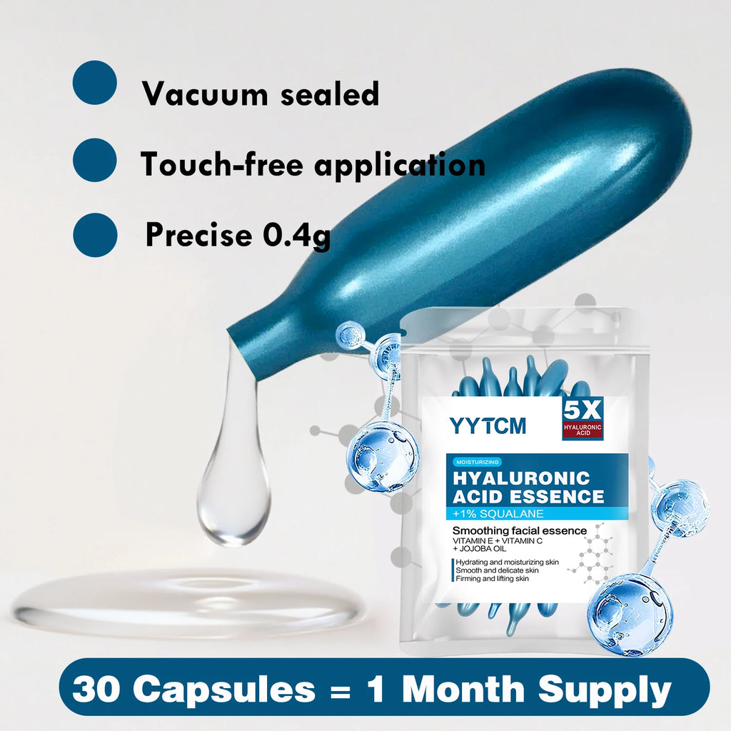 Hyaluronic Acid Deep Moisturizing Capsule Essence, Deep Moisturizing and Brightening Skin Essence (0.4Gx30 Capsules)/Bag -1 Bag
