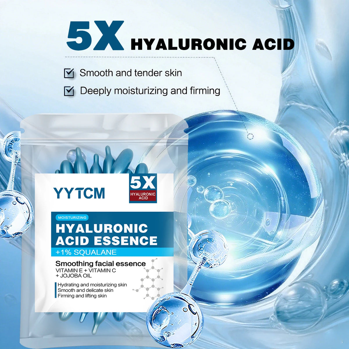 Hyaluronic Acid Deep Moisturizing Capsule Essence, Deep Moisturizing and Brightening Skin Essence (0.4Gx30 Capsules)/Bag -1 Bag